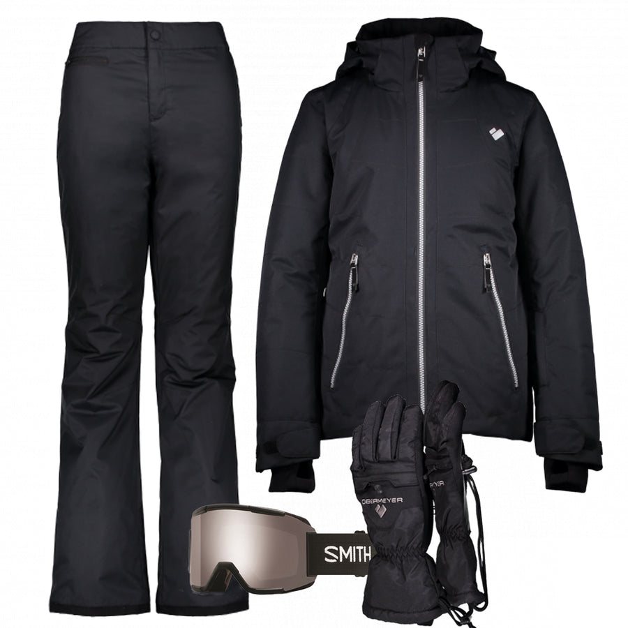 Junior Girl’s Ski Gear Outfit (Black/Black)