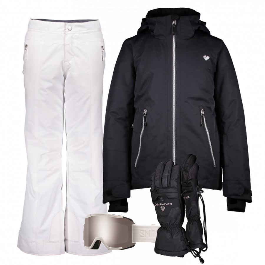 Junior Girl’s Ski Gear Outfit (Black/White- Premium)