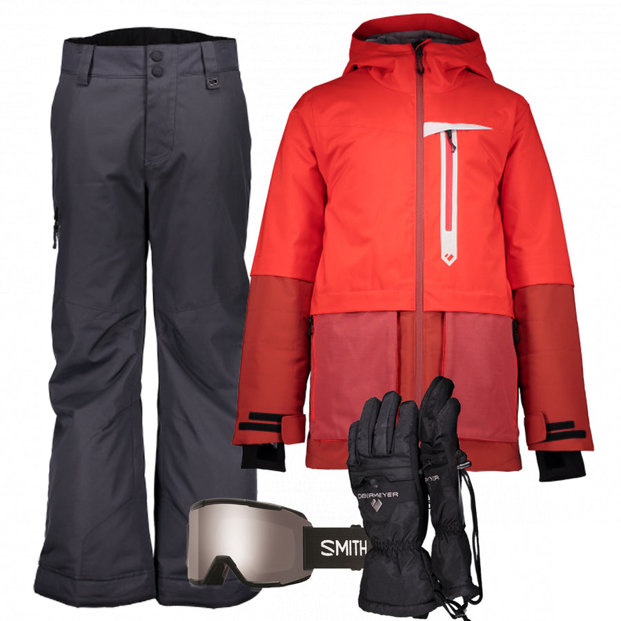 Junior Boy’s Ski Gear Outfit (Red/Ebony)