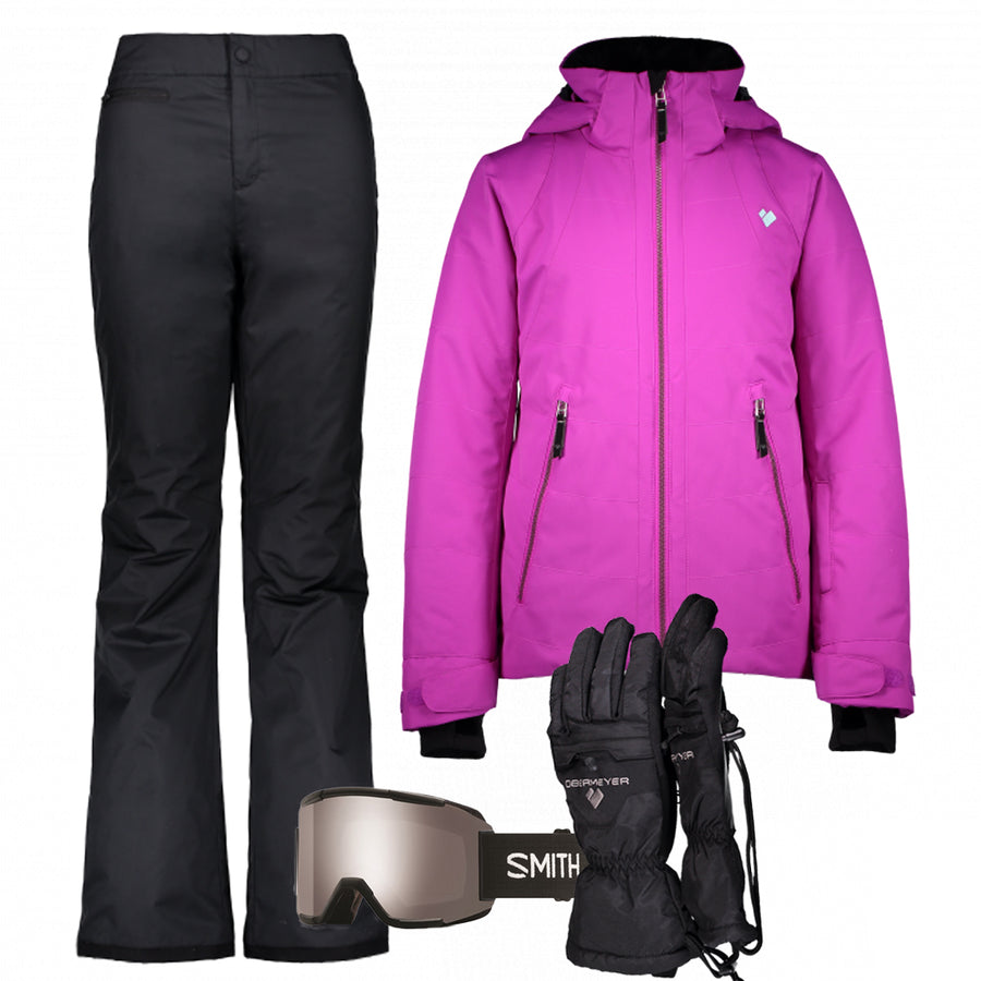 Junior Girl’s Ski Gear Outfit (Purple/Black)