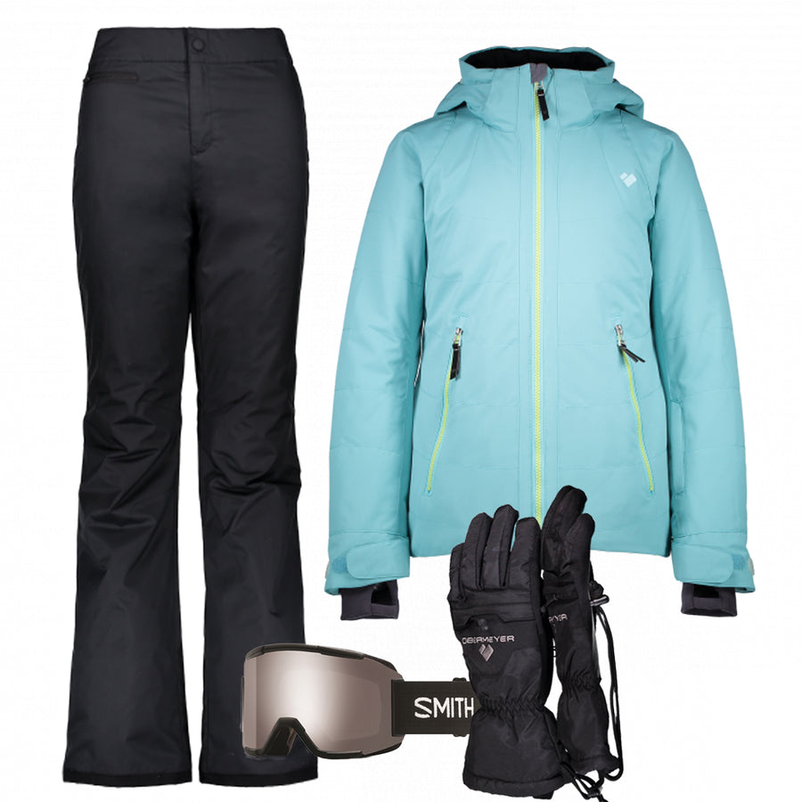 Junior Girl’s Ski Gear Outfit (Seaglass/Black)
